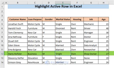 Highlight Rows In Excel Excel Table Conditional Formatting