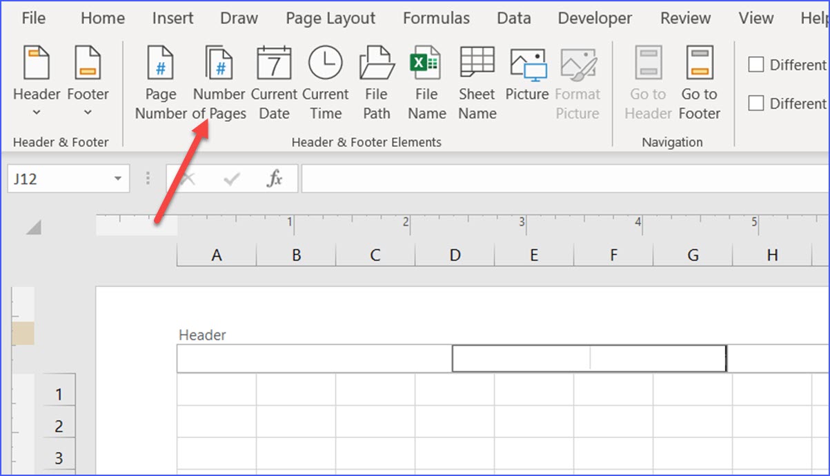 Add Page Numbers in Excel