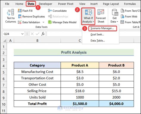 Create Scenarios in Excel