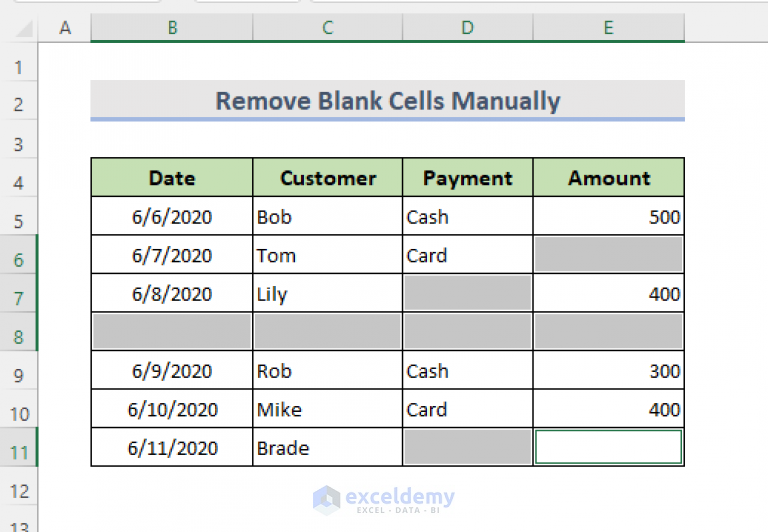 5 Ways Remove Blank Cells