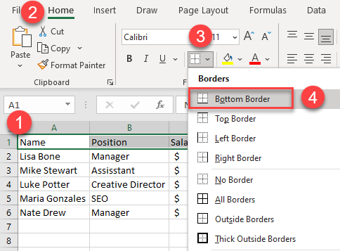 How To Add Lines Set Borders In Excel Google Sheets Automate Excel