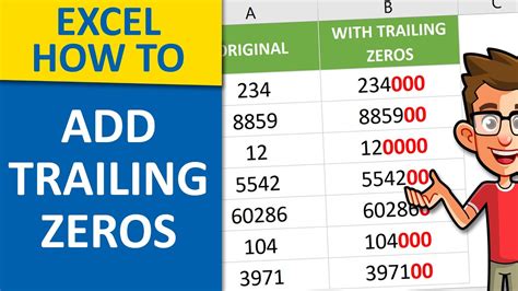 How To Add Trailing Zeros In Excel Youtube