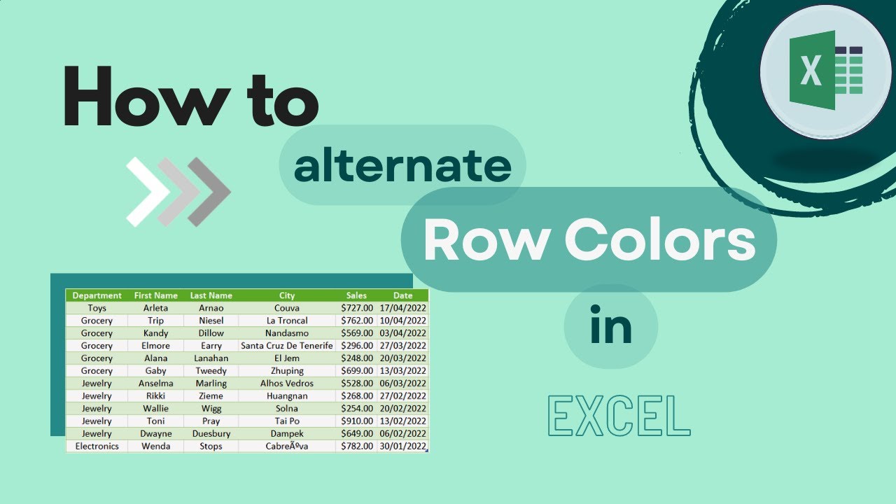 How To Alternate Row And Column Colors In Excel Youtube