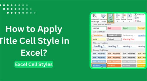 How To Apply Title Cell Style In Excel Excel Cell Styles Earn Excel