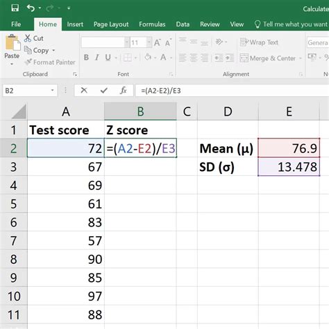 How To Calculate A Z Score Using Microsoft Excel