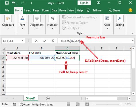 How To Calculate Number Of Days Between Two Dates In Excel