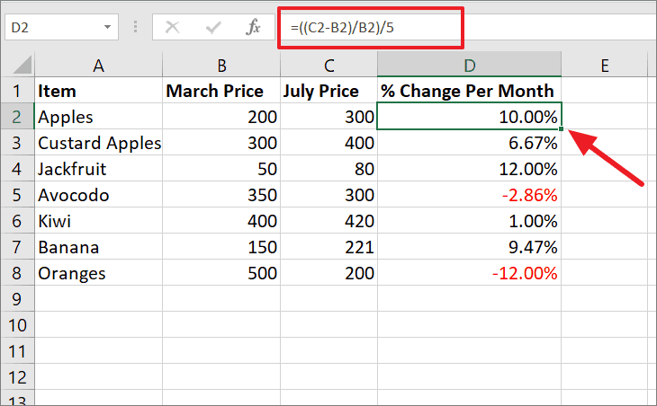 How To Calculate Percent Change In Excel Formula All Things How