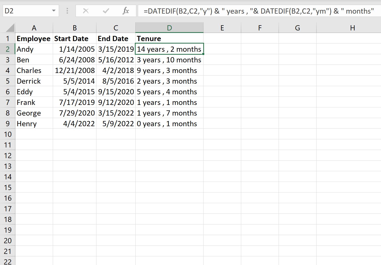 How To Calculate Tenure In Excel Sheetaki