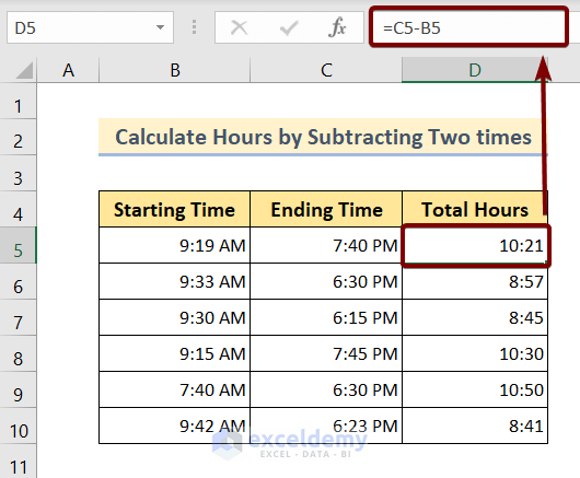 How To Calculate The Difference Between Two Times In Excel Planning