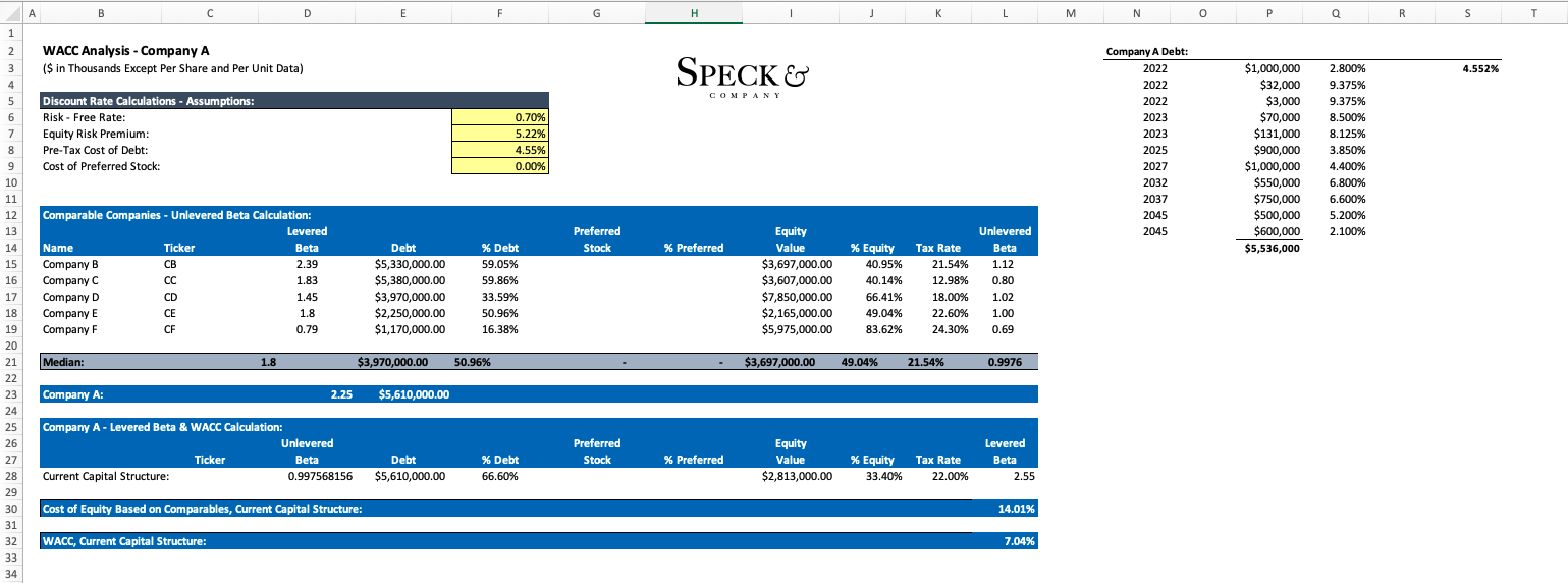 How To Calculate Wacc In Excel Speck Company