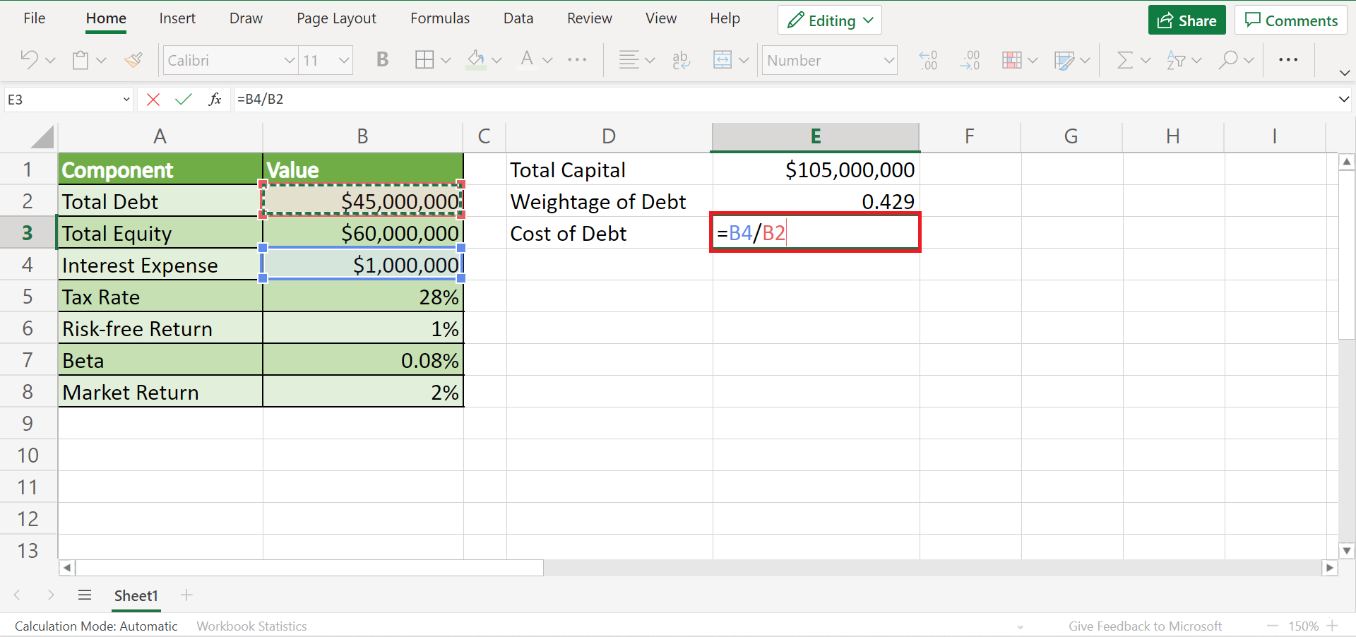 Calculate Wacc In Excel Easily