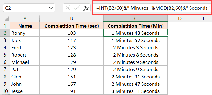 How To Convert Minutes To Seconds In Excel 2 Quick Ways