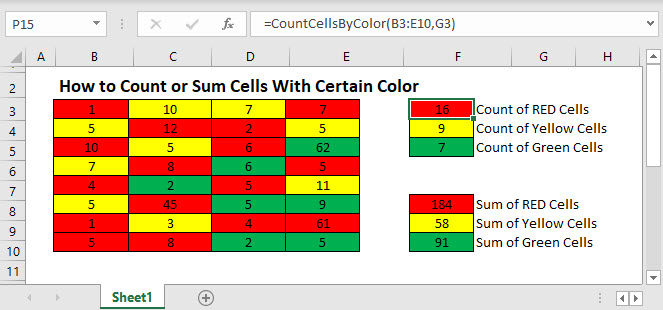 How To Count Or Sum Cells With Certain Color In Excel Automate Excel