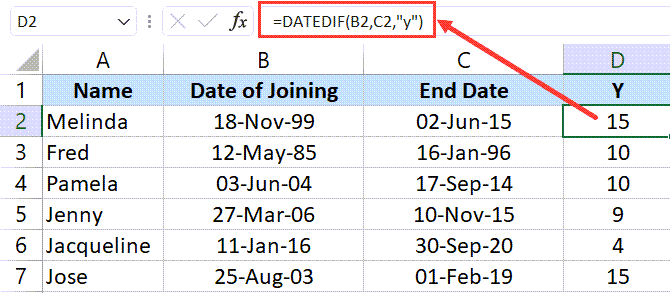 Count Years Of Service In Excel Easily