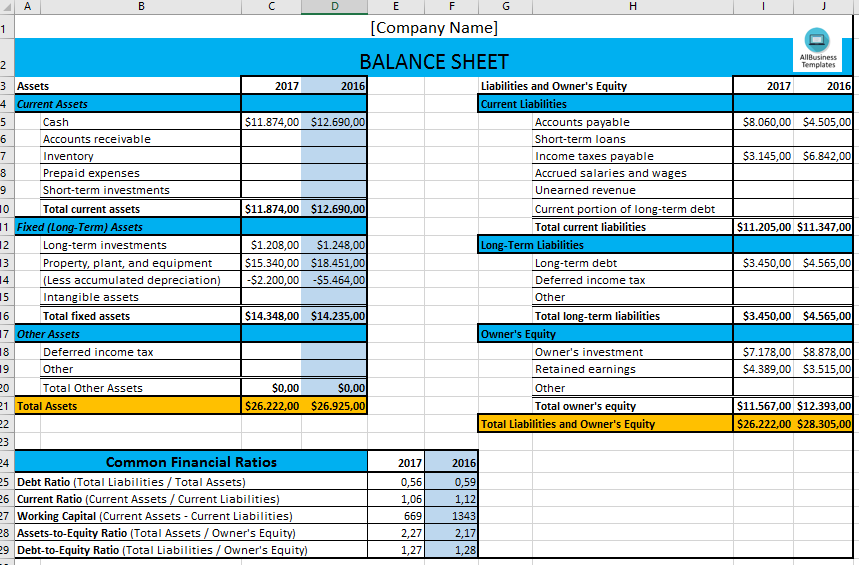 How To Create A Balance Sheet In Excel Artofit