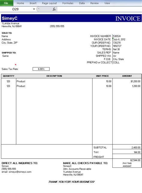 How To Create Invoices On Excel Turbofuture