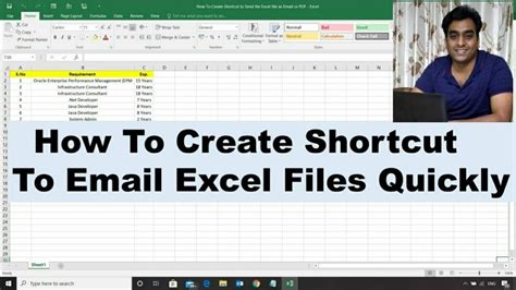 How To Create Shortcut To Send The Excel File As Email Or Pdf