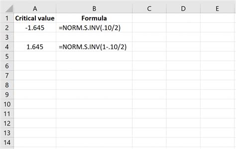 Find Critical Value In Excel