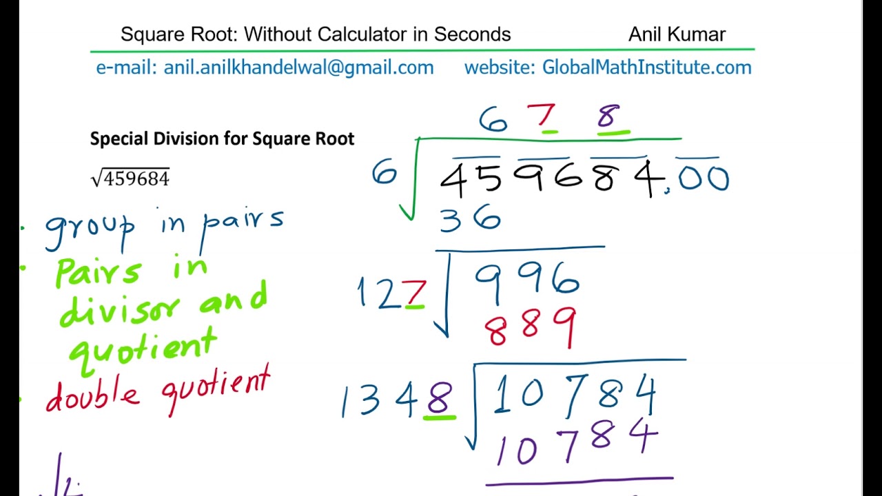 How To Find Square Root Without Calculator For Perfect Squares Youtube