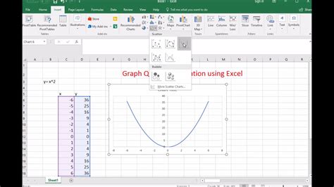 How To Graph A Quadratic Equation Using Ms Excel Youtube