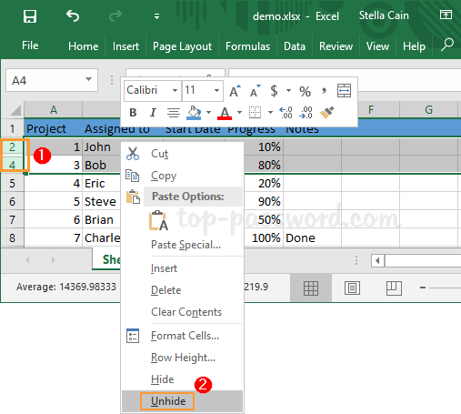 How To Hide Unhide Entire Row Or Column In Excel 2016 Password Recovery Password Recovery