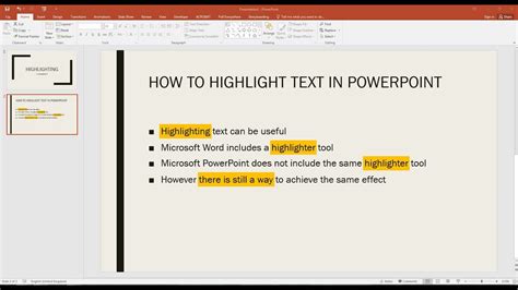 How To Highlight Text In Microsoft Powerpoint Youtube