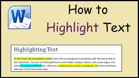 How To Highlight Text In Microsoft Word Youtube