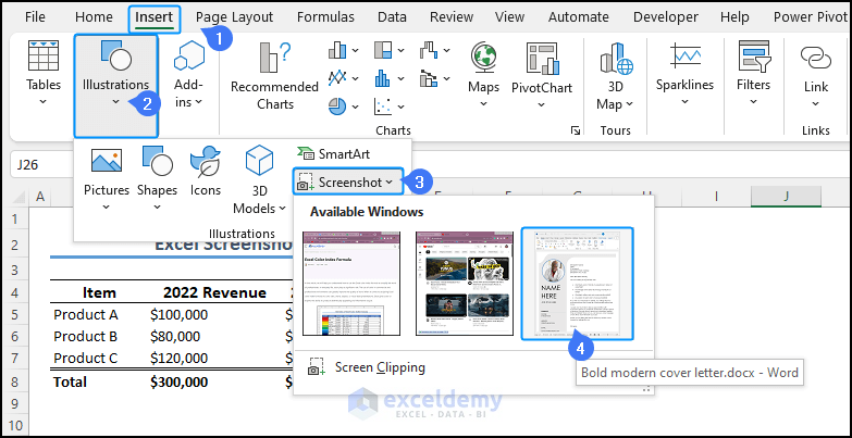 How To Insert A Screenshot In Excel 3 Steps Exceldemy