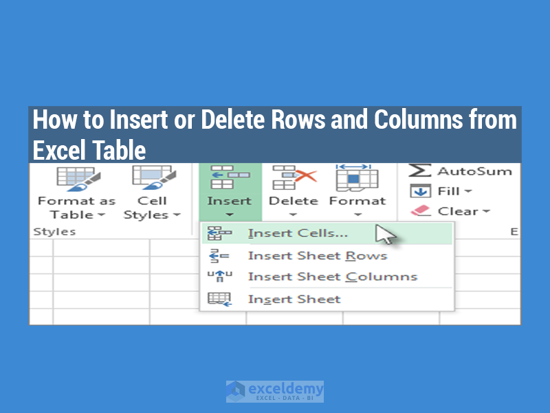 How To Insert Or Delete Rows And Columns From Excel Table Exceldemy