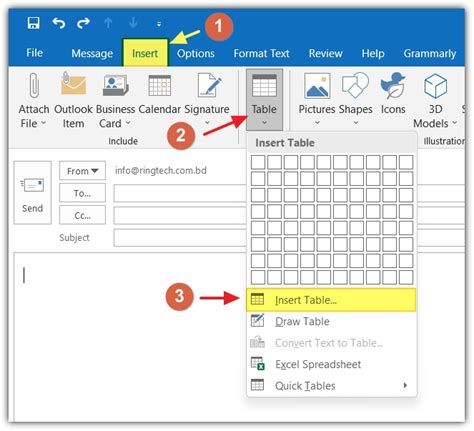 How To Insert Table In Outlook Email Outlook School