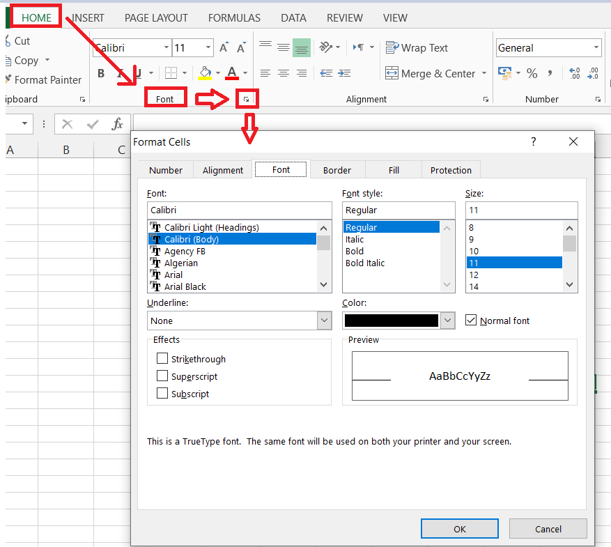 Line Through Text in Excel