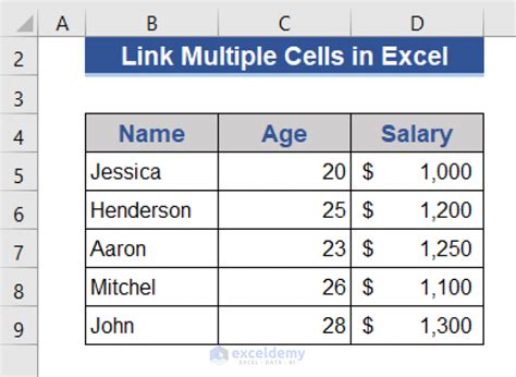 How To Link Multiple Cells In Excel 4 Methods Exceldemy