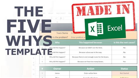 How To Make A Five Whys Template In Excel Lean Problem Solving