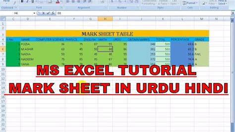 How To Make A Ms Excel Mark Sheet By Taleem Hi Taleem