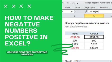 How To Make Negative Numbers Positive In Excel Convert Negative To Positive Numbers Earn Amp Excel