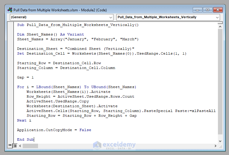 How To Pull Data From Multiple Worksheets In Excel Vba Exceldemy