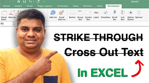 How To Put A Line Through Text In Microsoft Excel Type The First Line