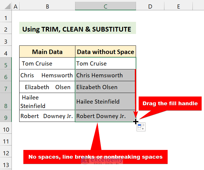 How To Remove Blank Spaces In Excel Cell Before Text Printable Online