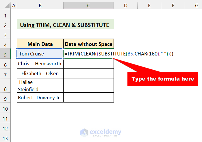 How To Remove Space Before Text In Excel 4 Methods Exceldemy