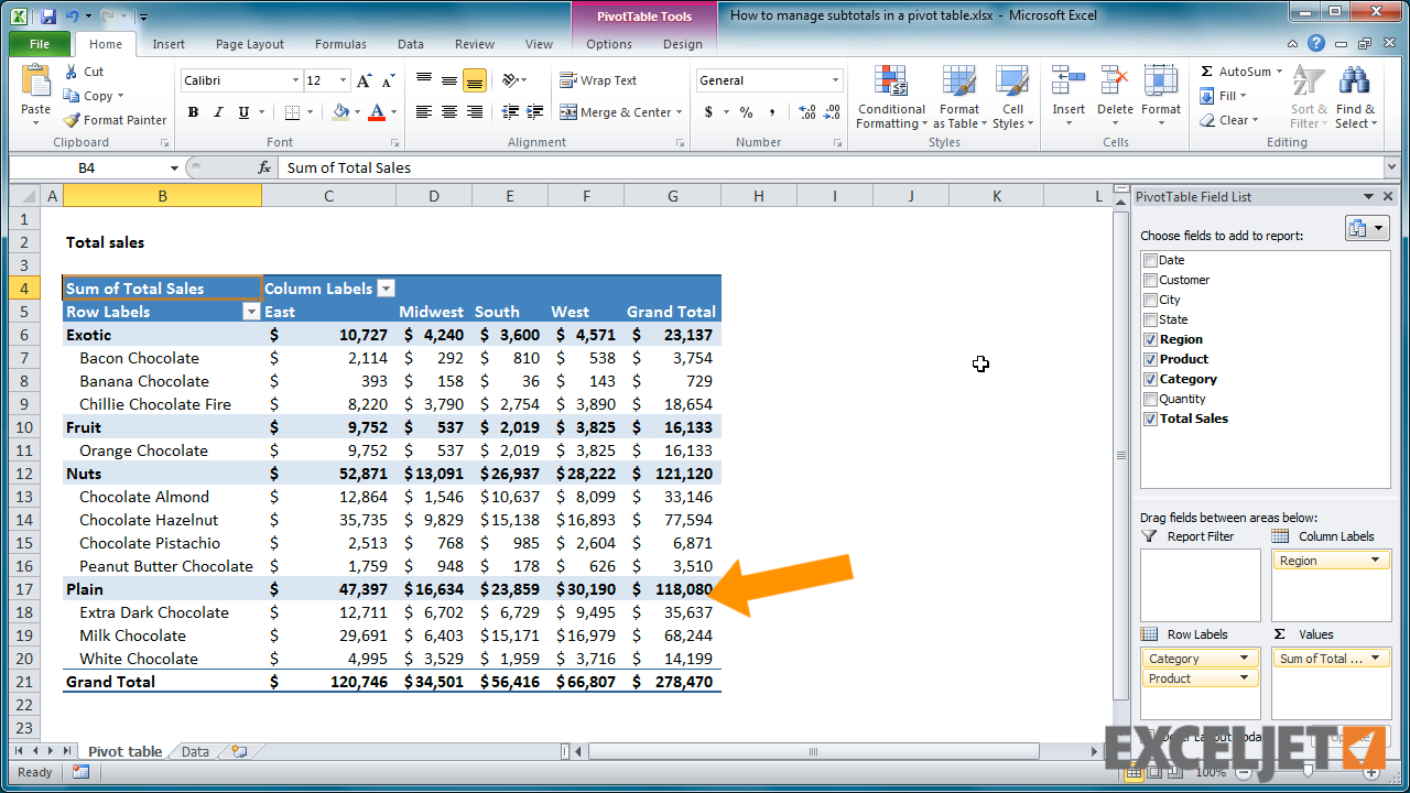 How To Remove Subtotals From A Pivot Table In Microsoft Excel