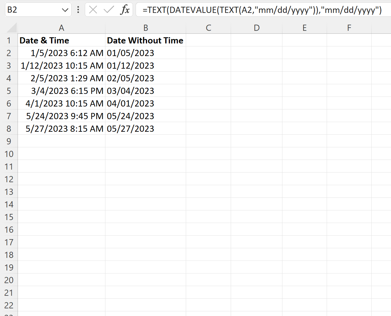 Remove Time From Date In Excel