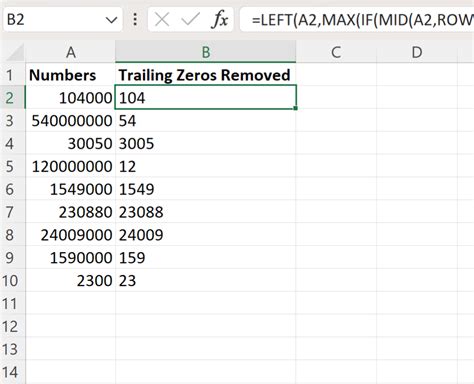 How To Remove Trailing Zeros In Excel With Example