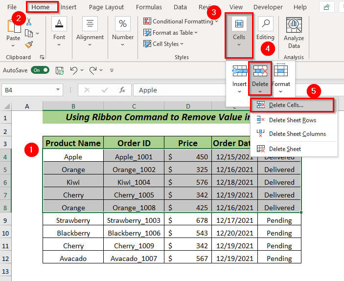 Remove Value In Excel