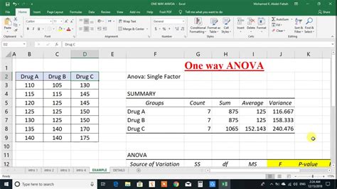 How To Run Anova In Microsoft Excel Youtube