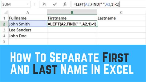 Separate First Last Name in Excel