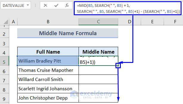 How To Separate First Middle And Last Name In Excel Using Formula