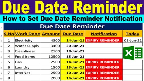 How To Set Due Date Reminder In Excel 3 Quick Methods Exceldemy