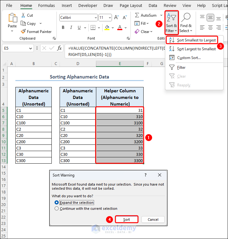 How To Sort Alphanumeric Data In Excel With Easy Steps Exceldemy