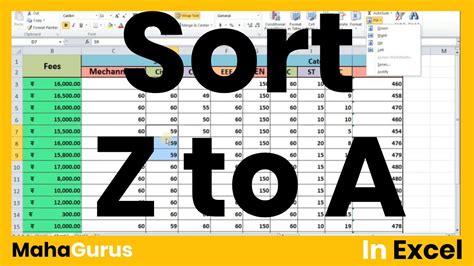 How To Sort Z To A In Excel Sort Z To A In Excel Tutorial Youtube