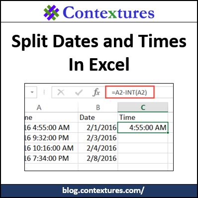 How To Split Date And Time In Excel Contextures Blog